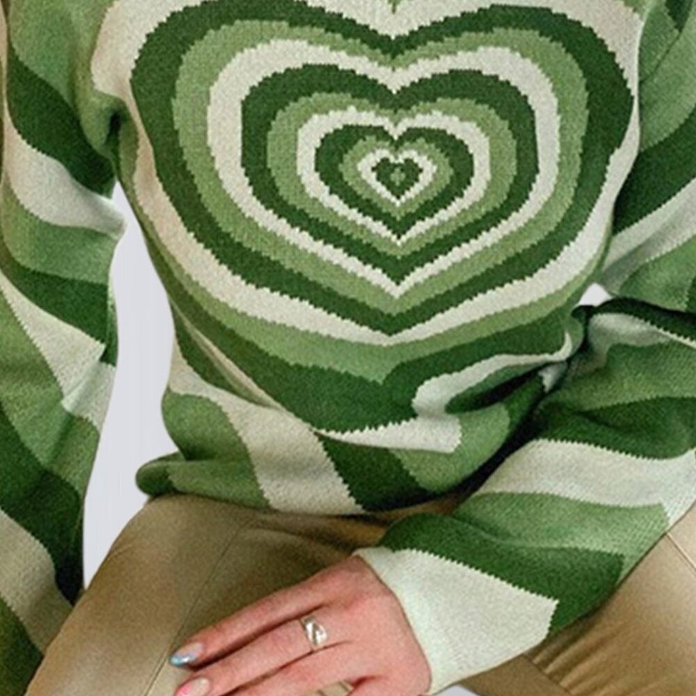 NWT Green Heart Mock Neck Long Sleeve Sweater - Picture 4 of 11